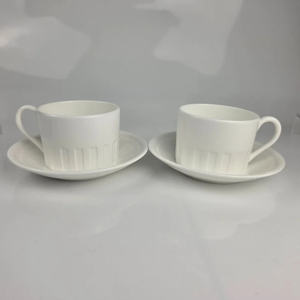Wedgwood Colosseum Flat Cup & Saucer Set of 2 Pairs Bone China England